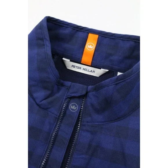 Peter Millar Vest Mens Navy Blue Fuse Elite Flannel Hybrid Performance XXL Plaid - Picture 3 of 16